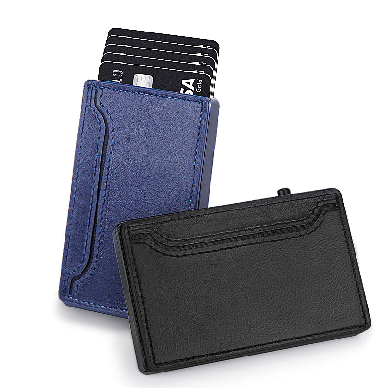 RFID Blocking Pop-Up Wallet - Aluminum & Leather Slim Design