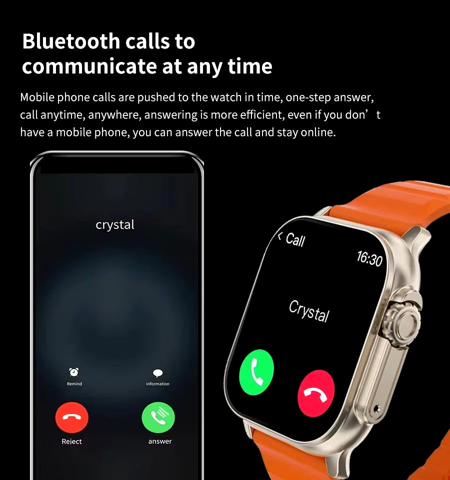 LAXASFIT T900Ultra Smartwatch Bluetooth Talk Smartwatch Message Alert Heart Rate Monitor Sports Watch for Android IOS Men Women
