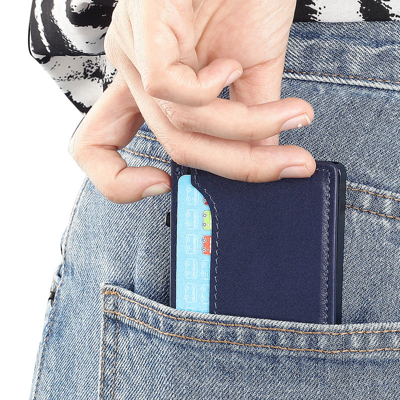 RFID Blocking Pop-Up Wallet - Aluminum & Leather Slim Design