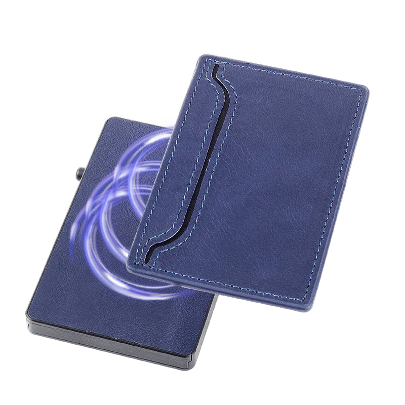 RFID Blocking Pop-Up Wallet - Aluminum & Leather Slim Design