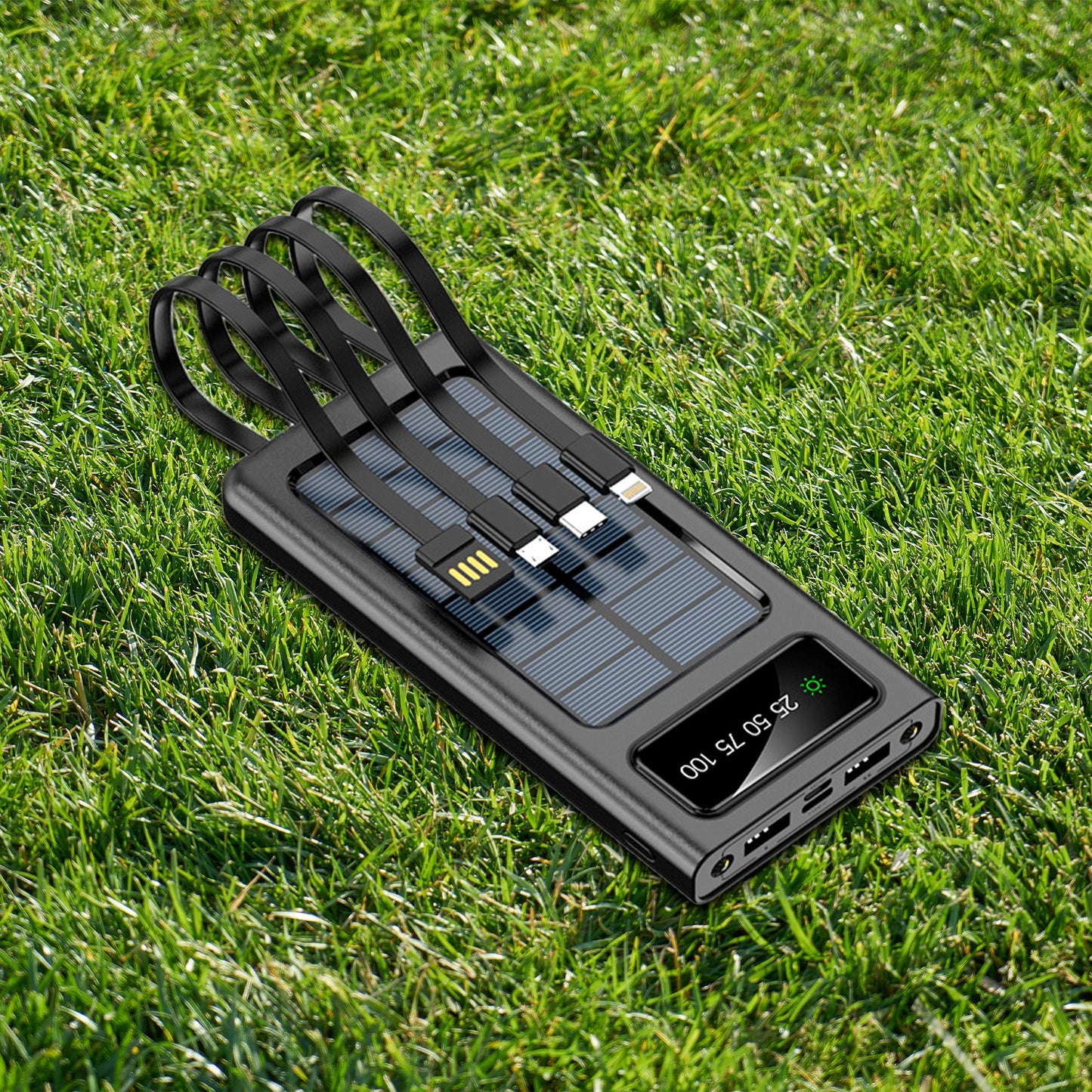 10000mAh Solar Power Bank with LED Flashlight & Multi-Port