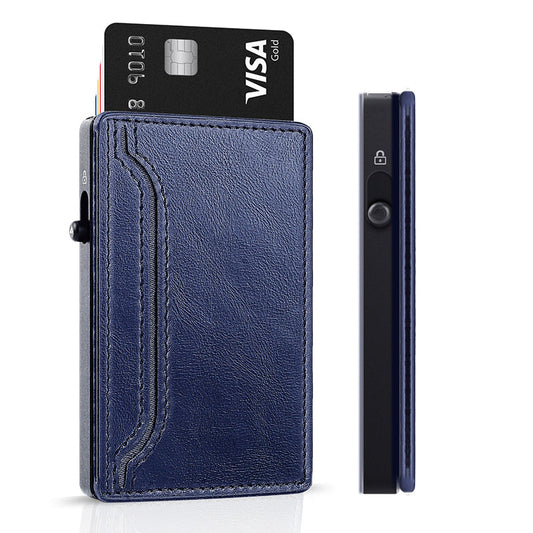 RFID Blocking Pop-Up Wallet - Aluminum & Leather Slim Design