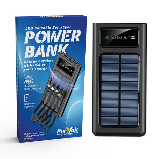10000mAh Solar Power Bank with LED Flashlight & Multi-Port