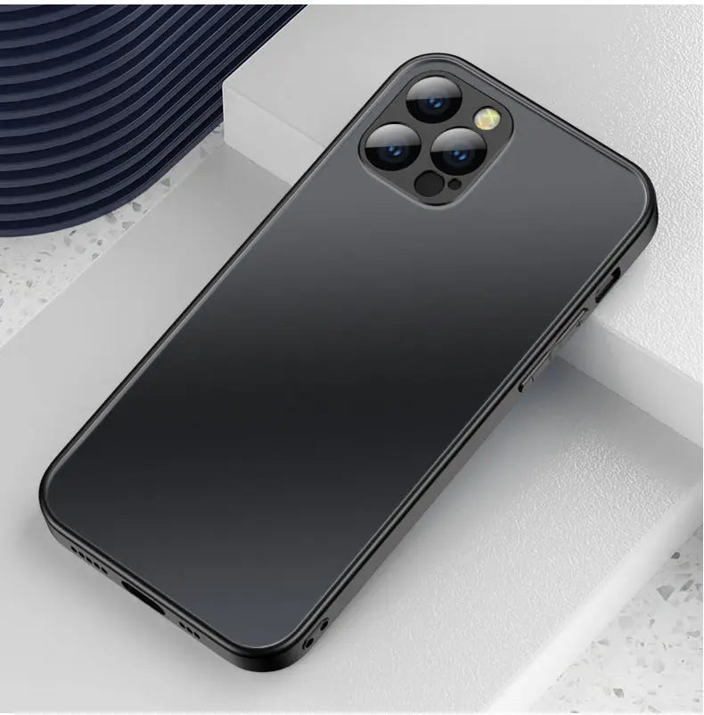 Frosted Tempered Glass Phone Case - Shockproof Protection