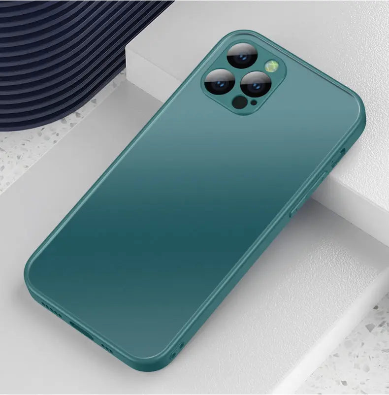 Frosted Tempered Glass Phone Case - Shockproof Protection